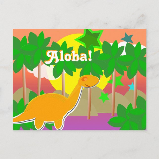 Postal Postcarta de Aloha Dinosaur Sunset (Anverso)