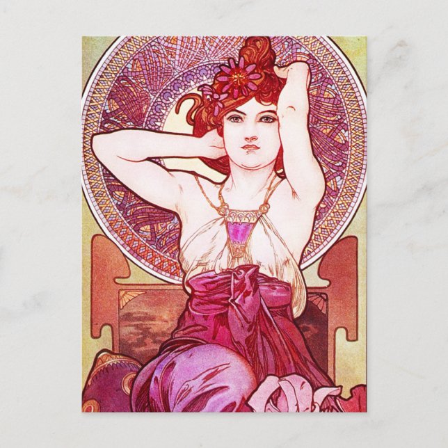 Postal Postcarta de Alphonse Mucha Amethyst (Anverso)
