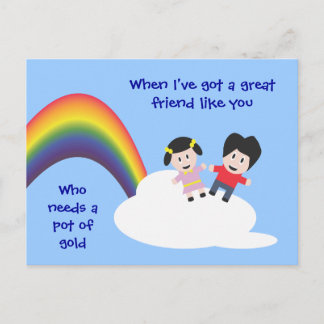 Postal Postcarta de amistad Arcoiris y Nubes