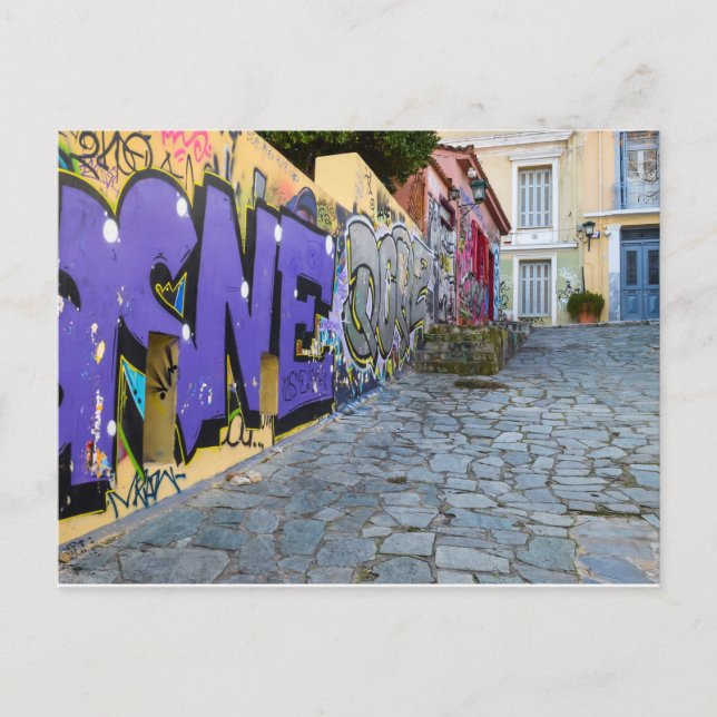 Postal Postcarta de arte callejero de Atenas (Anverso)