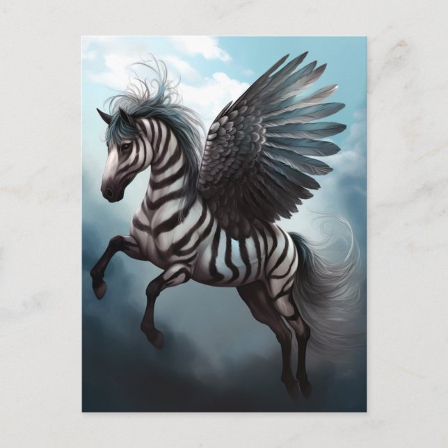 Postal Postcarta de arte de cebra Pegasus (Anverso)