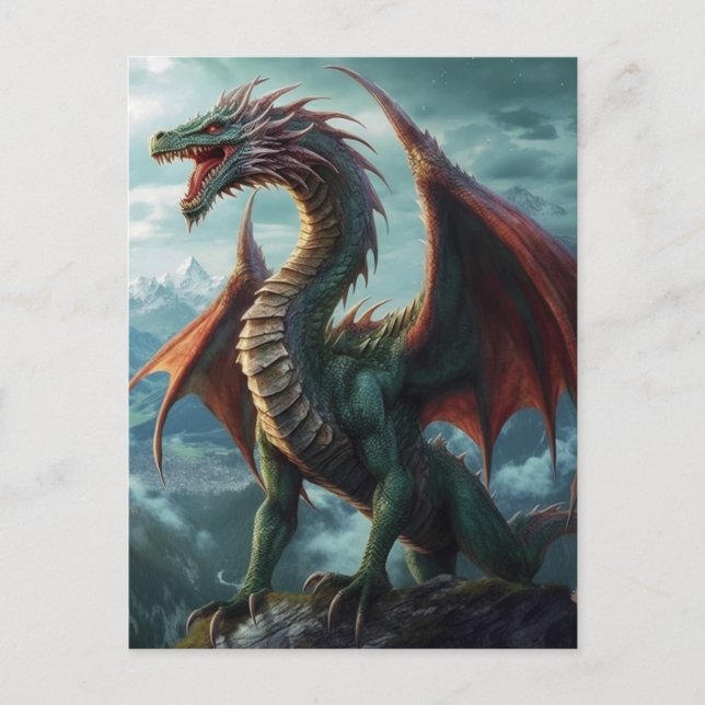 Postal Postcarta de arte de fantasía de Dragon (Anverso)