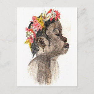 Postal Postcarta de arte de la chica de Flor