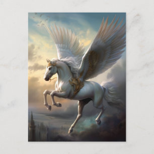 Postal Postcarta de arte de la fantasía de Pegasus