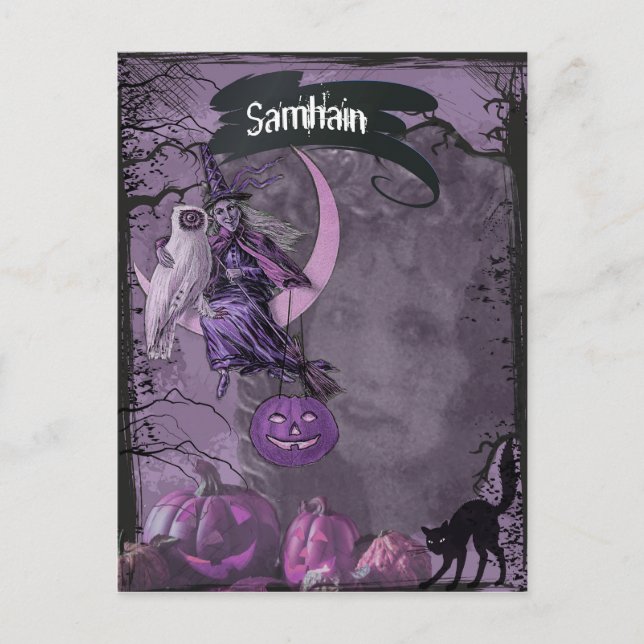Postal Postcarta de arte de la fantasía de Samhain Pagan (Anverso)