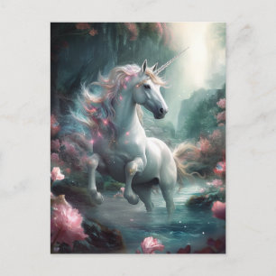 Postal Postcarta de arte de la fantasía de Unicorn