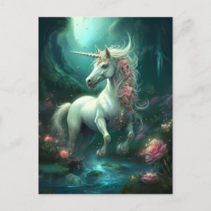 Postal Postcarta de arte de la fantasía de Unicorn