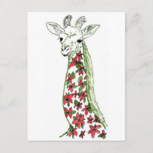 Postal Postcarta de arte de la Girafa de Flores