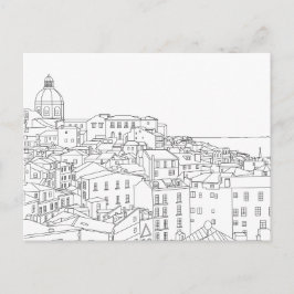 Postal Postcarta de arte de la Línea Blanca y Negra de Li