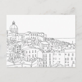 Postal Postcarta de arte de la Línea Blanca y Negra de Li