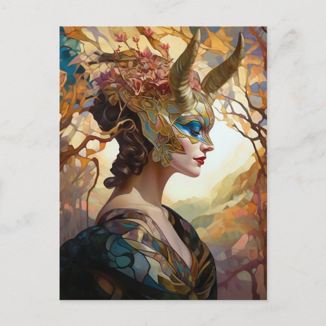 Postal Postcarta de arte de la mascara de fantasía (Anverso)