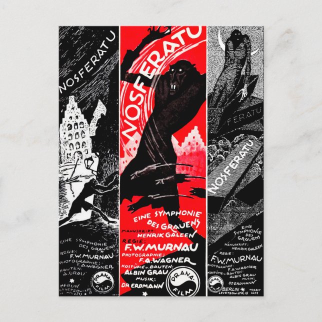 Postal Postcarta de arte de Nosferatu vintage (Anverso)