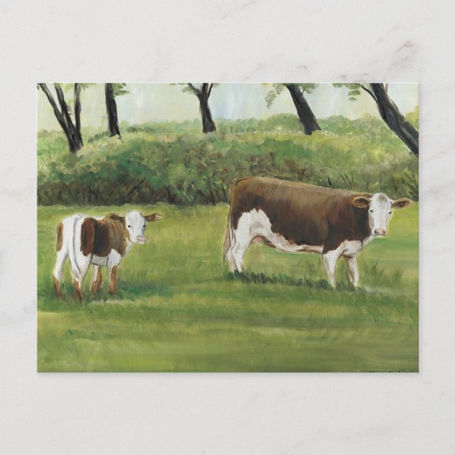 Postal Postcarta de arte de Steer and Calf (Anverso)