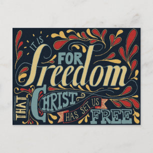 Postal Postcarta de arte de tipografía de libertad