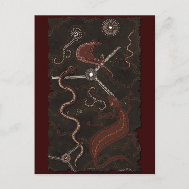 Postal Postcarta de arte del desierto aborigen australian (Anverso)