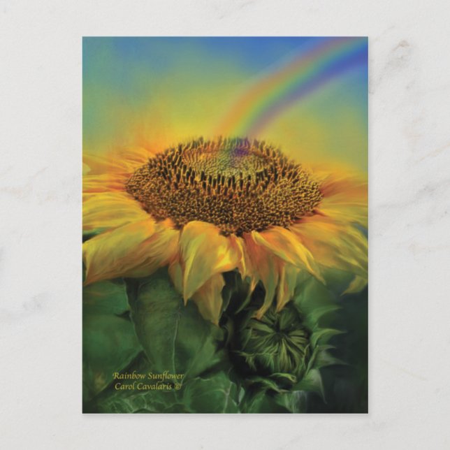 Postal Postcarta de arte del girasol arco iris (Anverso)