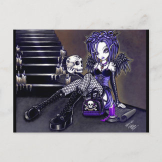 Postal Postcarta de arte "Gabriella" Ángel de cráneo azul