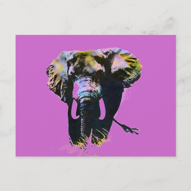 Postal Postcarta de arte pop del elefante (Anverso)