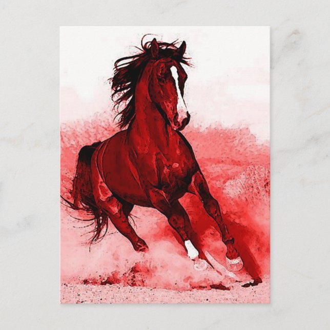 Postal Postcarta de arte rojo de la carrera de caballos B (Anverso)