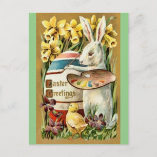 Postal Postcarta de artista de huevos de conejo de Pascua