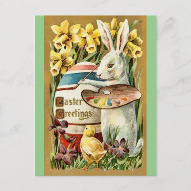 Postal Postcarta de artista de huevos de conejo de Pascua (Anverso)