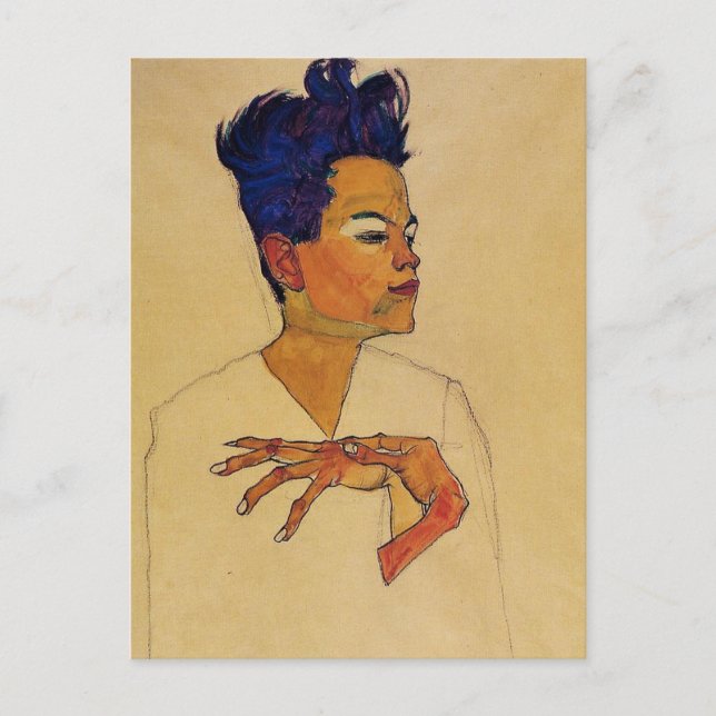 Postal Postcarta de autorretrato de Egon Schiele (Anverso)