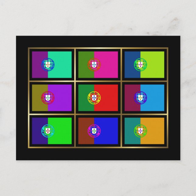 Postal Postcarta de Banderas Multihue de Portugal (Anverso)