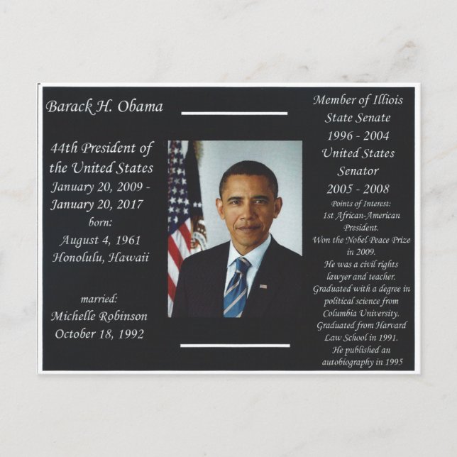 Postal Postcarta de Barack Obama (Anverso)