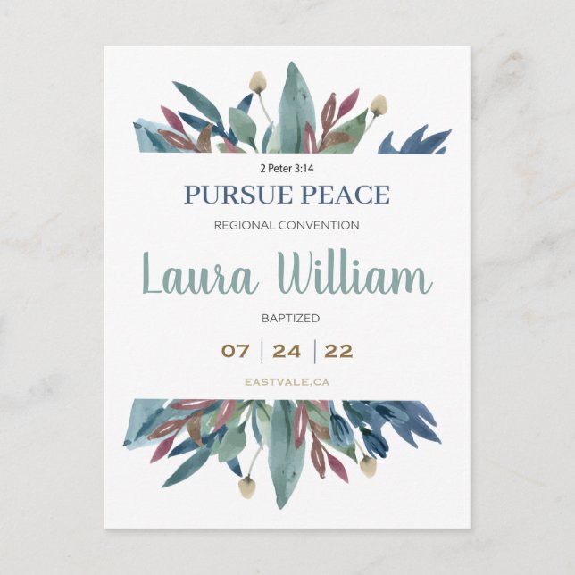 Postal Postcarta de bautismo de la Convención JW Personal (Anverso)