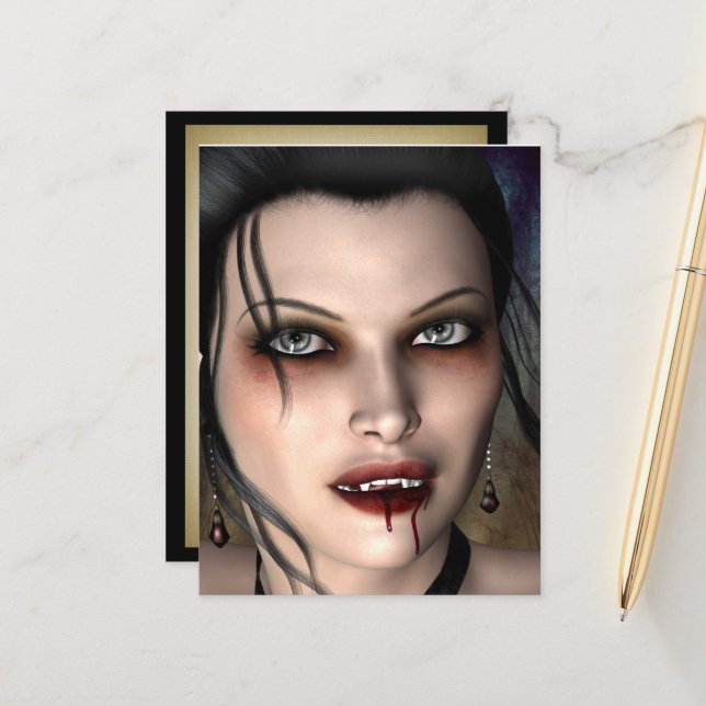 Postal Postcarta de belleza de vampiros oscuros (Anverso/Reverso In Situ)