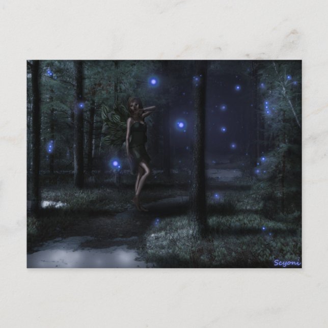 Postal Postcarta de bosque de hadas (Anverso)