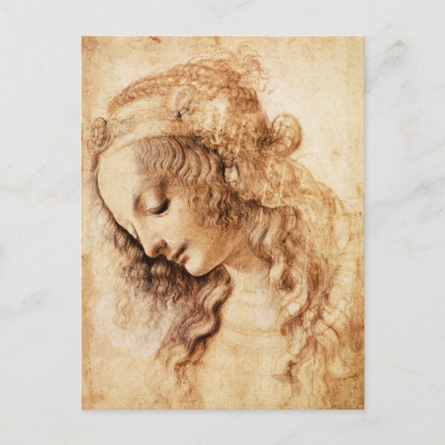 Postal Postcarta de cabeza de Da Vinci (Anverso)