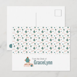 Postal Postcarta de campeón de pollo verde azulado y oxid