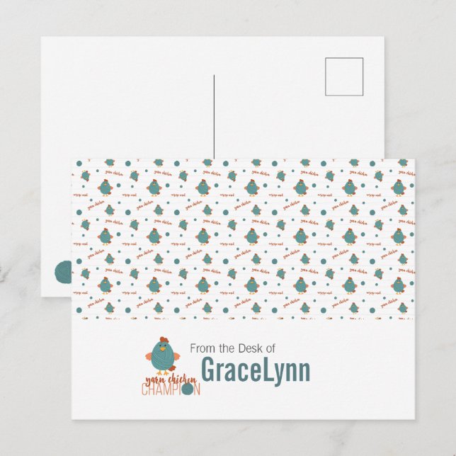 Postal Postcarta de campeón de pollo verde azulado y oxid (Anverso / Reverso)