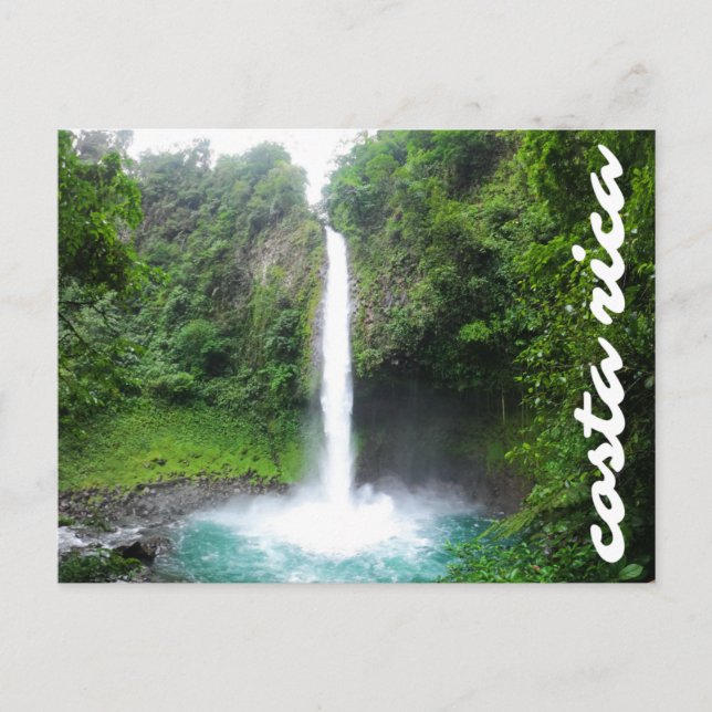 Postal Postcarta de catarata tropical azul de Costa Rica (Anverso)