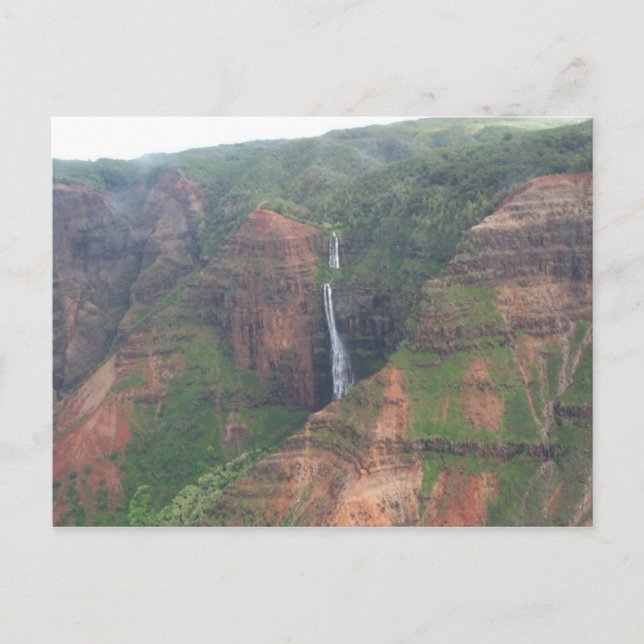 Postal Postcarta de cataratas de la montaña Kauai (Anverso)
