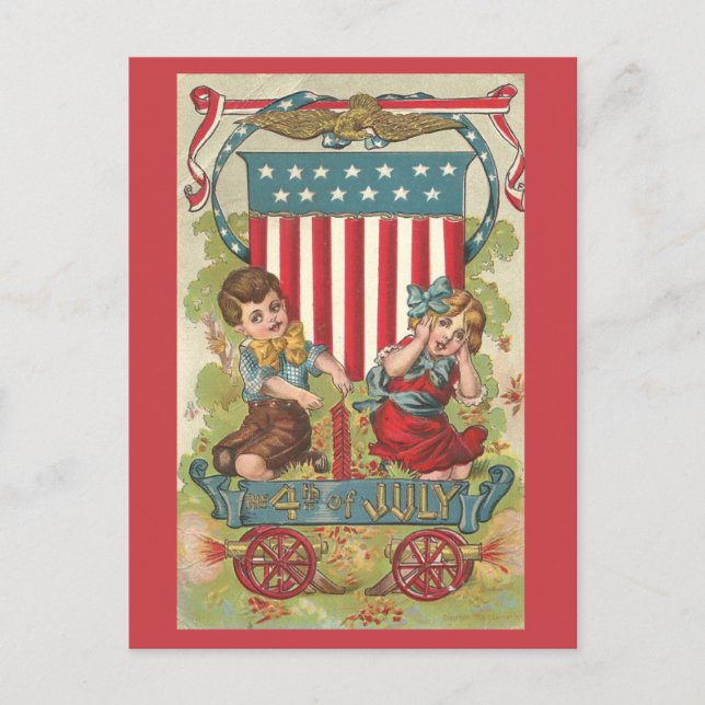 Postal Postcarta de celebración del 4 de julio de 1909 de (Anverso)