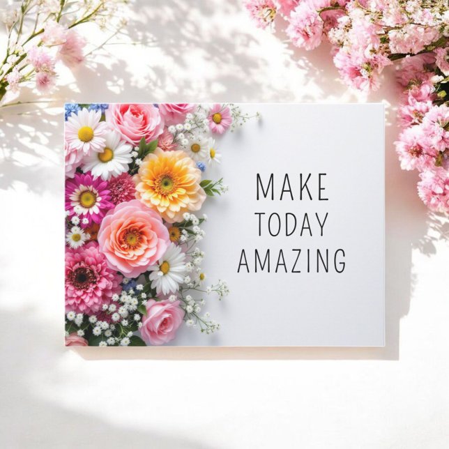 Postal Postcarta de citas inspiradoras con flores de colo (Subido por el creador)