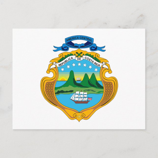 Postal Postcarta de Costa Rica sobre el escudo de armas (Anverso)