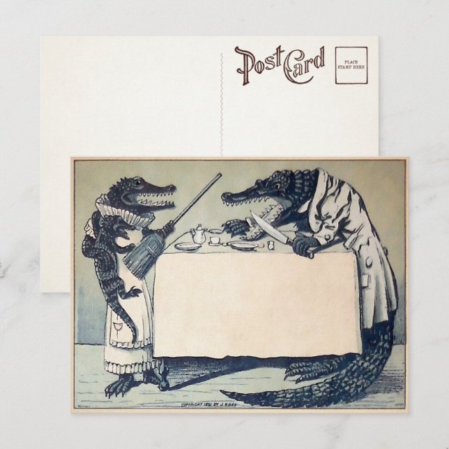 Postal Postcarta de Crocodiles con argumentos de época (Anverso / Reverso)