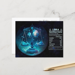 Postal Postcarta de cumpleaños de Libra Zodiac