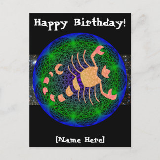 Postal Postcarta de cumpleaños de Scorpio