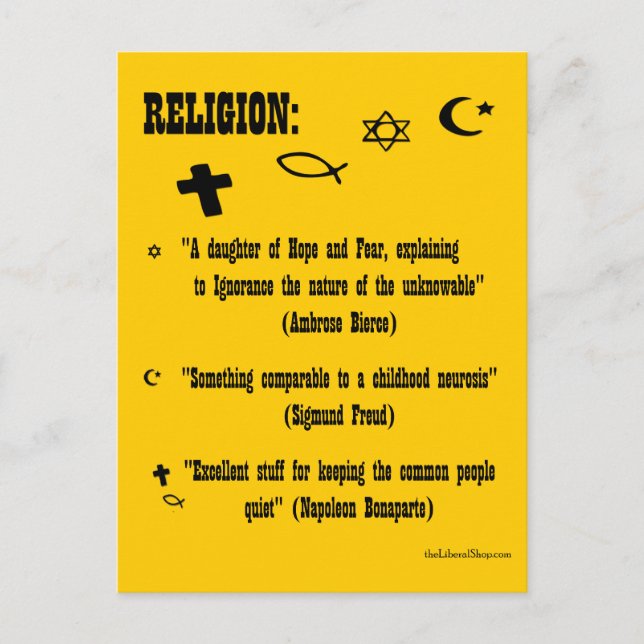 Postal Postcarta de definición de religión (Anverso)