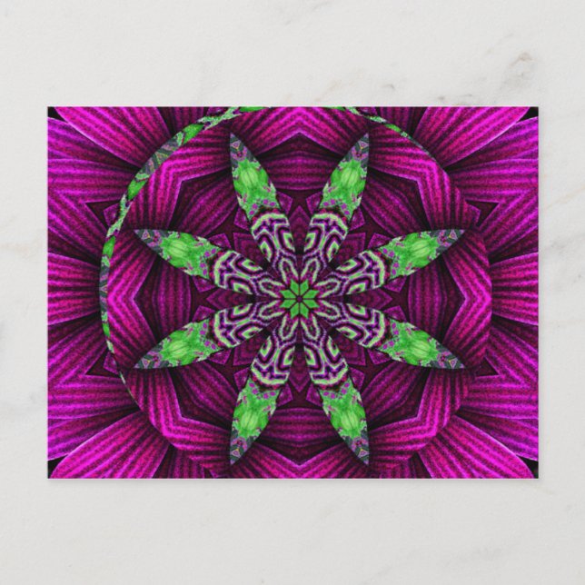 Postal Postcarta de diseño de Mandala floral Kaleidoscópi (Anverso)