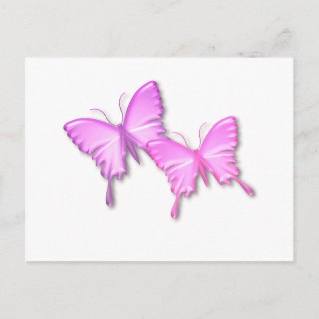 Postal Postcarta de diseño de mariposas rosadas (Anverso)