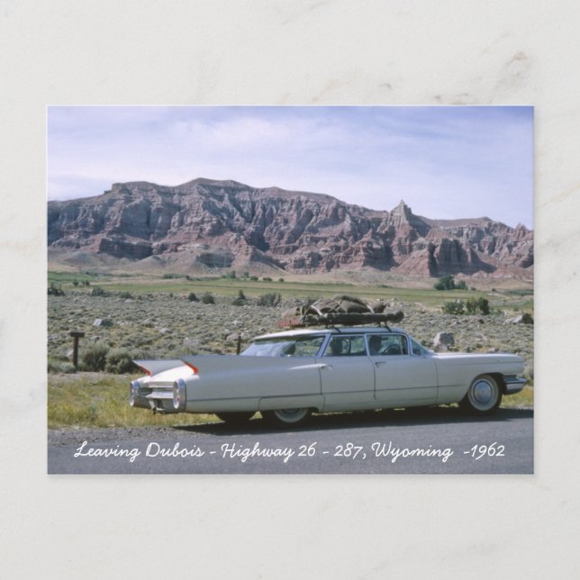 Postal Postcarta de Dubois Wyoming Antiguo Cadillac Blanc (Anverso)
