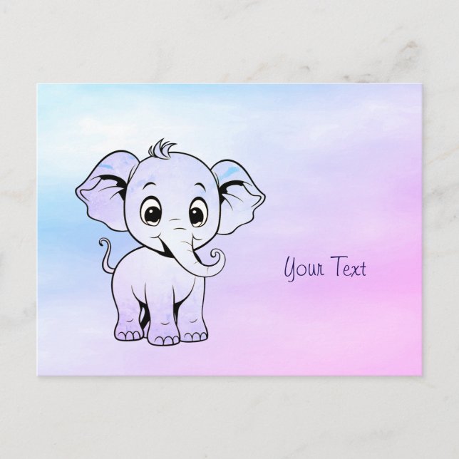Postal Postcarta de elefante lindo (Anverso)
