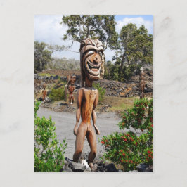 Postal Postcarta de escultura Ki'i de Hawái riéndose