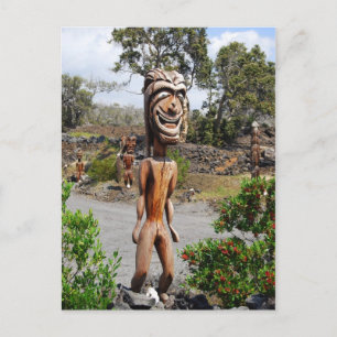 Postal Postcarta de escultura Ki'i de Hawái riéndose