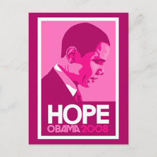 Postal Postcarta de esperanza rosa de Obama